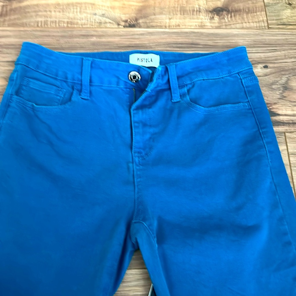 Pistola high rise skinny jeans like new color teal blue denim Size 28/6